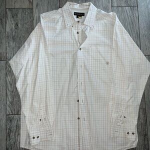 Ariat Cream and Red Plaid Button-Up Shirt